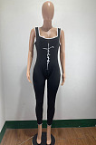 Hot Sales Women Letter Printed Low-Cut Sleeveless Casual Bodycon Jumpsuits AMM8373