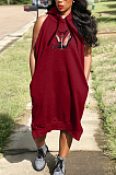 Casual Polyester Pop Art Print Sleeveless Long Dress H1868