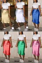 Elastic Silk Blend Material Skirt