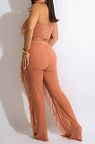 Wholesale Sexy Women Mest Patchwork Strapless Trousets Solid Color Banch Fashion Sets CM8601