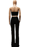 Wholesale Sexy Women Mest Patchwork Strapless Trousets Solid Color Banch Fashion Sets CM8601