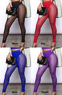 Night Out Boho Sporty Sexy Polyester Mesh Mid Waist Skinny Pants SY809