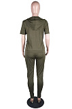 New Hot Sales Women Short Sleeve Zipper Hoodie Jogger Pants Casual Sport Sets BS1303