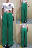 Casual Romantic Simplee Polyester Pleated Mid Waist Wide Leg Pants D8486
