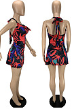 Sexy Wholesale Women Printeing Halter Neck Slim Fitting  Mini Dress LYY9328