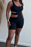 Hot Sales New Women Pure Color Sleeveless Hollow Out Bodycon Romper Shorts LYY9325