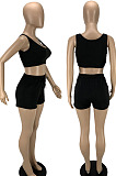 New Women Casual Sleeveless Tank Shorts Sports Bodycon Solid Color Sets LYY9323