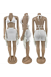 Elegant Strappy Tassel Hem Bodycon Skirt Sets LY068