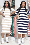 Striped short sleeved dress AWL5846