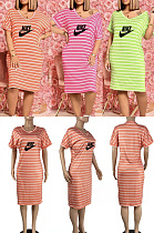Striped print dress OQ149