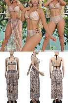 Lace up mesh skirt swimsuit three piece set YLD6606