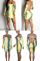 Snake Print Long Sleeve Strapless skirt CY1165