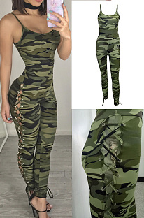 Camouflage double side corned sleeveless Jumpsuit  ALS7419K