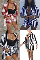 Striped shorts suit two piece set BS1098