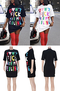 WHOLESALE | Contrast letter T-shirt dress GL6571