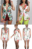 Floral print sleeveless suit coat BS1194