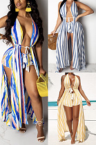Striped shorts backless Halter two piece set BS1101