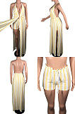 Striped shorts backless Halter two piece set BS1101