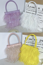 Ostrich fur portable fur messenger bag DNX2111