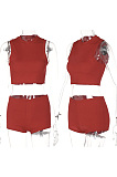 Round neck sleeveless vest short Hot Pants Set BLG217685
