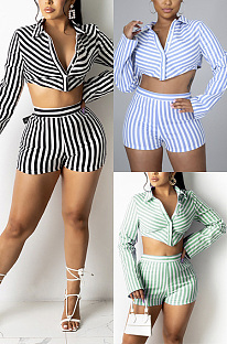Long sleeved shorts casual shirt two piece set DR8109