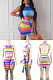 Sleeveless buttock print multicolor dress MDO9059