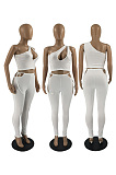 Two piece set of solid color single shoulder suspender pants FOS8119