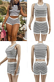 Printed stripe casual sports two piece set WSY5871