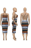 Casual stripe suspender dress GLS7035