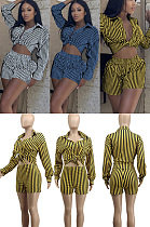 Cute vertical stripe shorts two piece set MTY6567