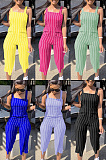 Casual striped suspender printed one-piece pants MR2020