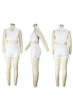 Buttonhole drawstring vest shorts two piece set HSY19358