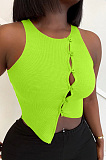Tight irregular Button Navel exposed short sleeve T-shirt women QQ5275