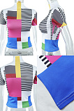 Half high collar women's short sleeve geometric T-shirt JYFS153506