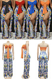 Two piece set of strapless and backless printed split pants XZ5815