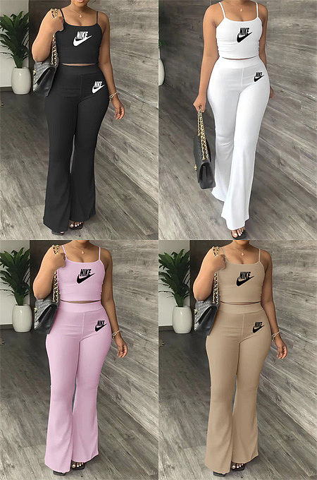 Suspender flared pants simple suit XMY6165