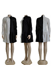 Black and white patchwork Lapel single breasted shirt dress YZ6022