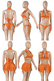 Bikini pleated skirt sports swimsuit three piece suit HAA99121