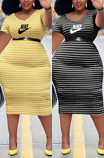 Classic stripe large women's dress XMY6169