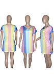 Colorful stripe print Pullover dress SN390132