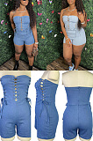 Chest wrapped and rope worn denim Jumpsuit WDS220517