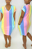 Colorful stripe print Pullover dress SN390132