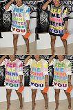 Printed letter velvet Sequin Crew Neck Dress CCY9872