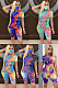 Tie dyed round neck leisure home sports suit (including mask) QZ6088