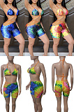 Bikini Swimsuit tie dyed tricolor two piece set T209