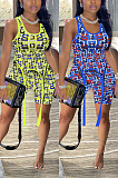 Printed slim fit color two piece set AFY720