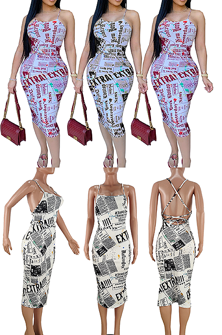 Letter Printed Maxi Dress