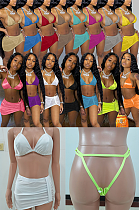 SUPER WHOLESALE | Fashion sexy spring/summer bikini neck five - color three - piece suitALS200