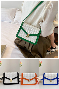 Chic Flap Buckle Design Color Blocking PU Crossbody Bag