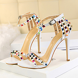 11cm High Heels Rivets Studded Sandals Ankle Buckle Strap Stiletto Shoes